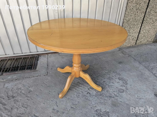 Кухненска маса разтегателна с диаметър 101 см. – масив