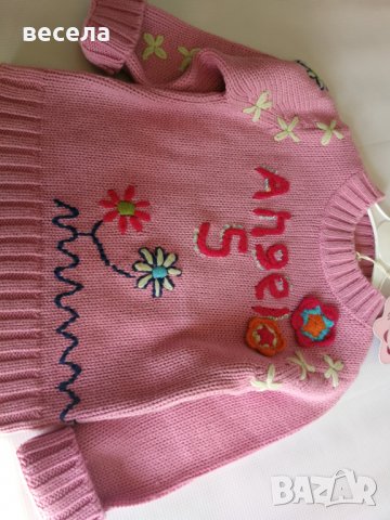 Розово пуловерче за 3 годинки, снимка 3 - Детски пуловери и жилетки - 26248655