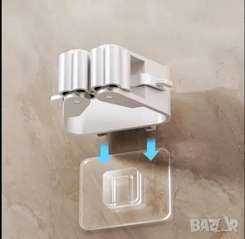 Държачи за Моп и Метла PANLYNNER – 4 бр. Самозалепващи Стенни Органайзери Без Пробиване Универсални!, снимка 4 - Други - 49939956