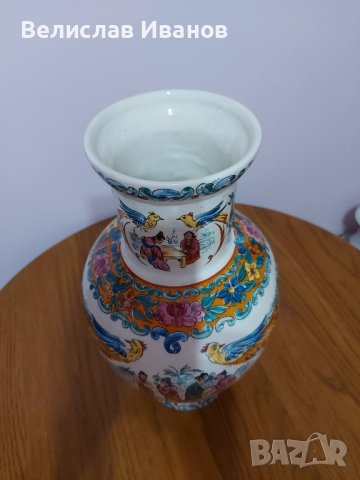 Стара порцеланова ваза в японски стил. Ръчно рисувана, снимка 2 - Антикварни и старинни предмети - 43716753