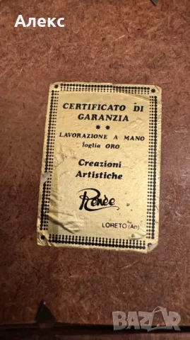 Винтидж малка картина, златно фолио– Италия, подпис., снимка 6 - Картини - 49047560