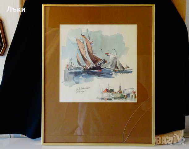 Картина кораби скандинавски художник. , снимка 1 - Картини - 26539247