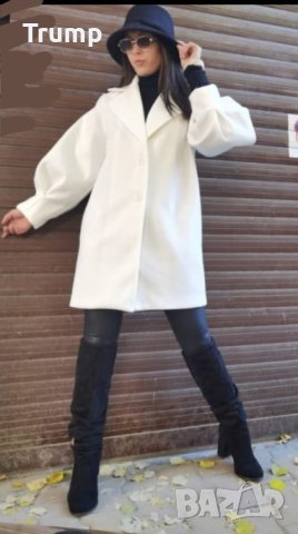-40% Стилно дамско палто с Екстравагантен ръкав, цвят бял, снимка 1 - Палта, манта - 43860871