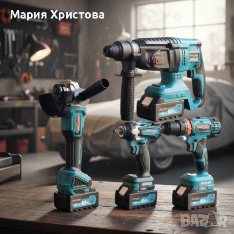 Комплект 4 в 1 - акумулаторен перфоратор, винтоверт, гайковерт и ъглошлайф 36V, снимка 2 - Ъглошлайфи - 53407726