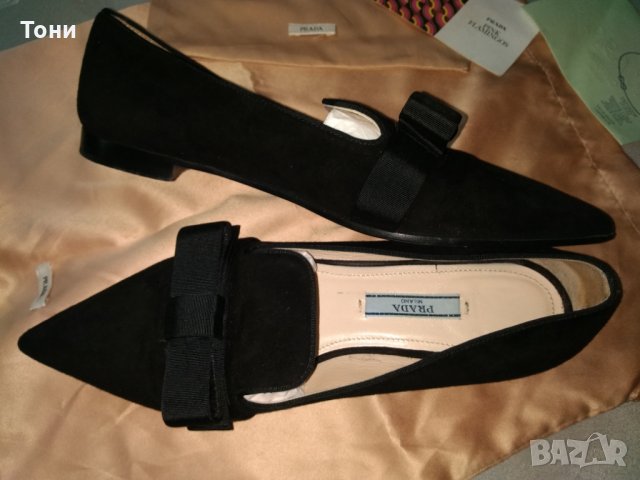 Дамски елегантни оригинални  обувки Prada Women's Black Loafer 100 % кожа , снимка 13 - Дамски обувки на ток - 18714675