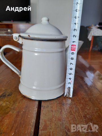 Стар емайлиран чайник #58, снимка 3 - Антикварни и старинни предмети - 43836391