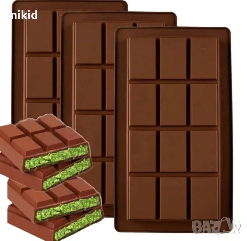  Едри правоъгълници Дубайски Дубай шоколад силиконов молд форма калъп цяла плочка шоколадов блок, снимка 2 - Форми - 48060796