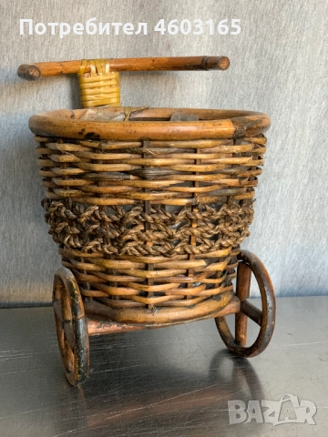 кошница за растения  от ратан велосипед, снимка 5 - Антикварни и старинни предмети - 52712293