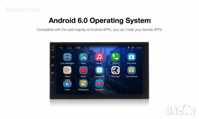 Мултимедия, ANDROID 6.0, GPS, BLUETOOTH - Black 1бр., снимка 2 - Аксесоари и консумативи - 32816593
