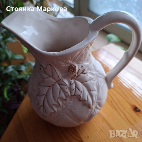 Керамична кана със златисти орнаменти, снимка 2 - Кани - 53483038