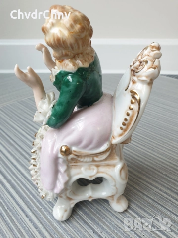 Andrea Sadek статуетка 15см/японска стара порцеланова фигура/барокова дама на стол, снимка 6 - Статуетки - 51513623