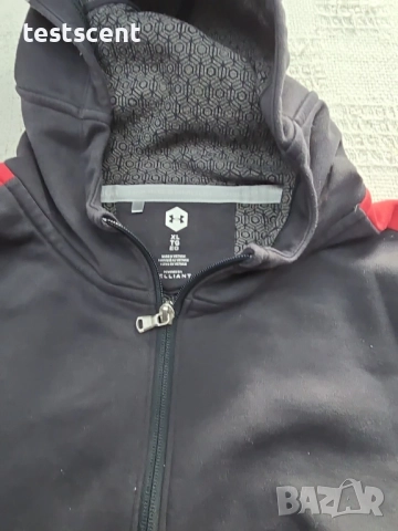 Under Armour мъжки суичър с цип и качулка – XL – Черен с червени детайли black red, снимка 6 - Суичъри - 52969789