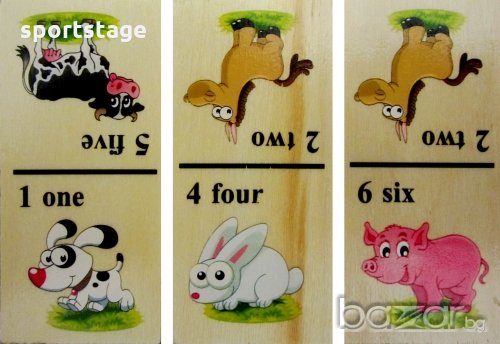 Дървено домино със забавни картинки на плодове или зеленчуци или домашни животни ново. Занимателен и, снимка 4 - Игри и пъзели - 29027272