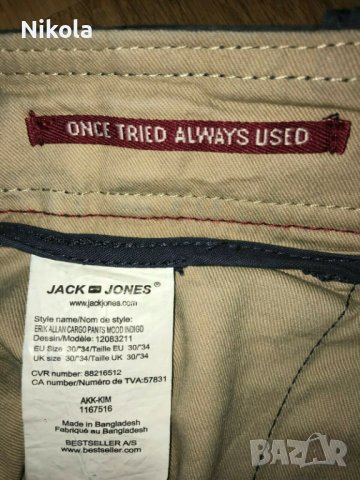 Jack and Jones, карго панталони, цвят индиго, Размер:30, снимка 5 - Панталони - 43939628