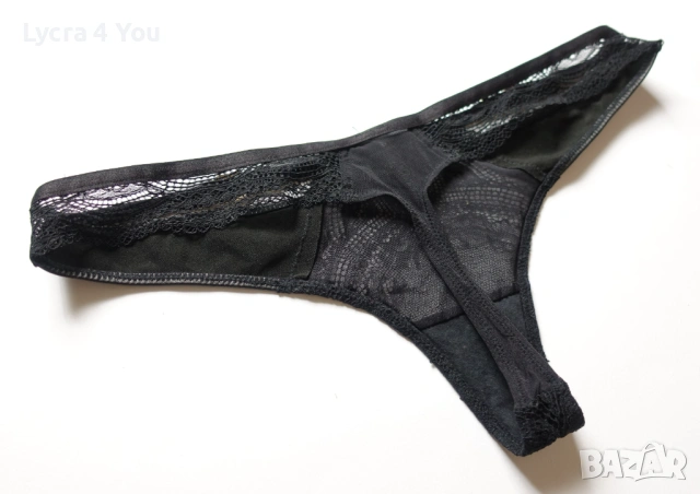 M/L черна прашка с кожени елементи и дантела, снимка 2 - Бельо - 53309785