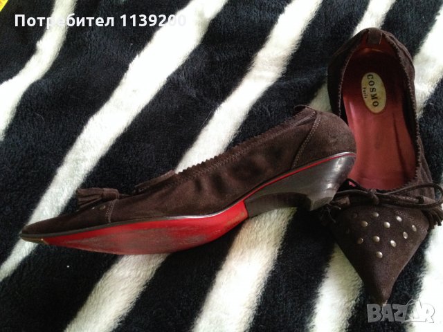 Cosmo 37 френски обувки естествена кожа кафяв велур , снимка 4 - Дамски ежедневни обувки - 26851297