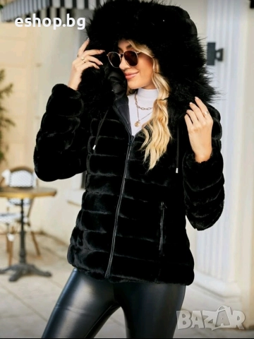 Дамско двулицево пухено яке с качулка, снимка 4 - Якета - 52967993