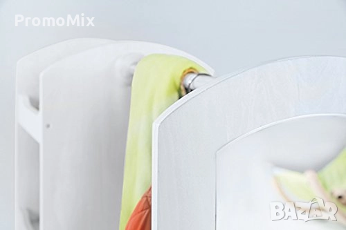 Детски щендер за дрехи с огледало и рафтове Roba 450151WE Дървена стойка за дрехи Бебешки стелаж за , снимка 6 - Мебели за детската стая - 52433575