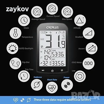 CYCPLUS GPS велокомпютър, водоустойчив, скоростомер и километраж, ANT+, снимка 4 - Аксесоари за велосипеди - 53242296