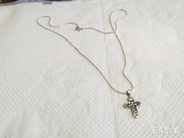 сребърно кръстче, сребърен православен кръст с Исус на гърба  Света Богородица, снимка 4 - Колиета, медальони, синджири - 33315649