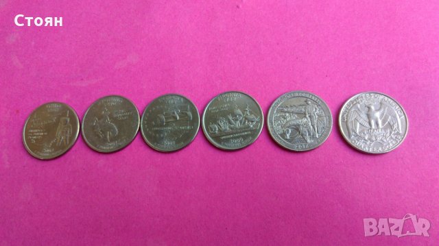  25 цента с герба на 6 щата $2 банкнота, Реплика на $ от 1798 и 1870 г., снимка 14 - Нумизматика и бонистика - 8955101