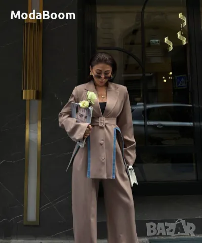 Стилен кафяв официален дамски комплект , снимка 4 - Сака - 47543773
