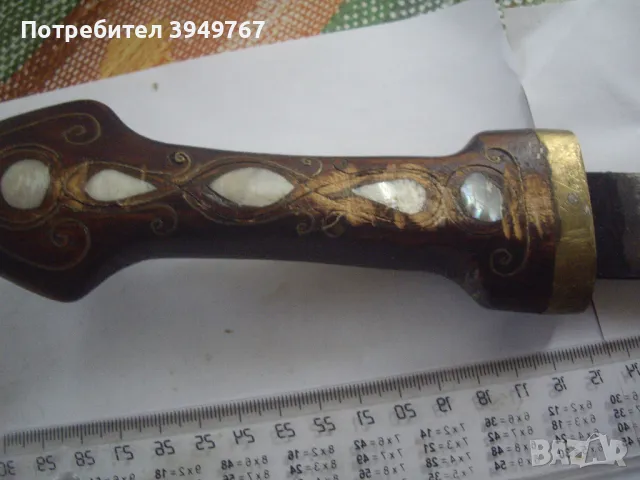 Стар ръчно кован турски нож с оригинална дървена къния., снимка 6 - Антикварни и старинни предмети - 49816161