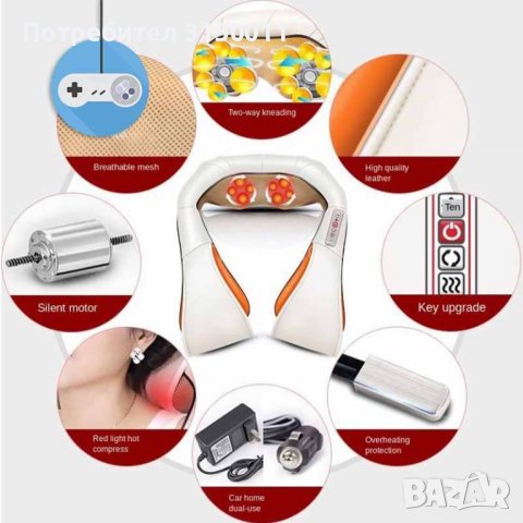 Нови модели 2022Черен Шиацу масажор-масаж с 6 копчета Black Edition █▬█ █ ▀█▀, снимка 15 - Масажори - 37000536