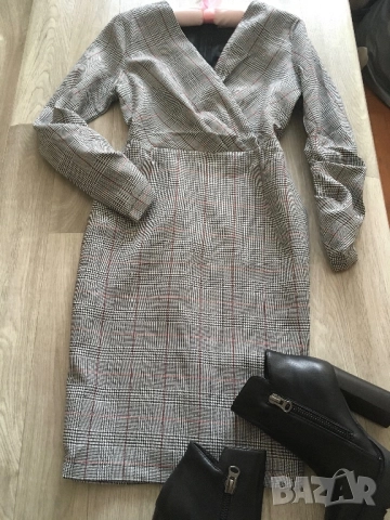 Разпродажба спешно! Нова рокля каре офис стил с подплата S, снимка 9 - Рокли - 52840816