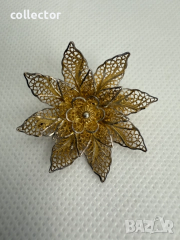 Ръчно изработена сребърна брошка - Topazio. №7595, снимка 2 - Колиета, медальони, синджири - 52318963