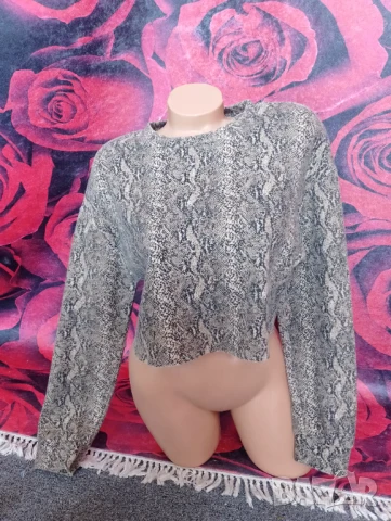 Zara Блуза кроп топ със змийски принт С/М