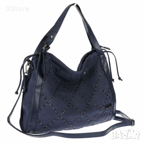 Велурена дамска чанта с декоративни ленти и метални капси – елегантен бохо дизайн, снимка 18 - Чанти - 52571971