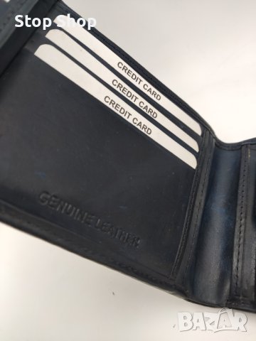 Кожен портфейл естествена кожа тъмно синьо , снимка 2 - Портфейли, портмонета - 44048549