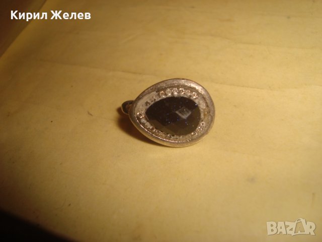 СТАРА АНГЛИЙСКА СКЪПОЦЕННА СРЕБЪРНА ОБЕЦА СРЕБРО 925 с ФАСЕТИРАН АВАНТЮРИН и ЦИРКОНИ 32405, снимка 6 - Обеци - 38330523