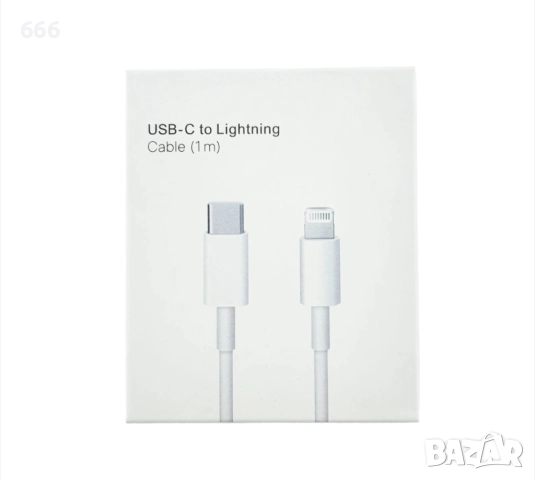Кабел Lightning към USB-C, за Apple устройства, A1703, 1m, бял, снимка 2 - Резервни части за телефони - 52675021