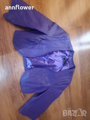 Кожено лилаво късо яке Paprika S, снимка 2 - Якета - 38515242