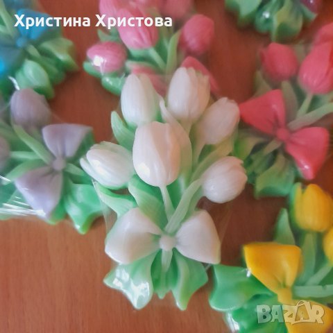 глицериново букетче от лалета , снимка 4 - Декорация за дома - 43901427