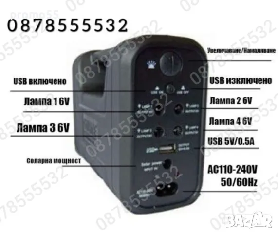 Преносима Соларна Осветителна Система с Крушки, Фенер и Лед Лампа, снимка 4 - Други - 48899119