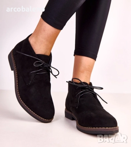 Черни дамски равни боти до глезена от Lauda, снимка 3 - Дамски боти - 52101693