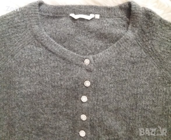 ПУХКАВА и МЕКИЧКА блуза в цвят графит с копченца от ситни сребристи кристалчета, снимка 3 - Блузи с дълъг ръкав и пуловери - 43084927