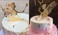 Златна Фея с роза вълшебна пръчка твърд акрил топер за торта украса декор парти