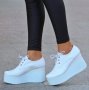 Обувки на платформа - бяла кожа - 120K, снимка 1