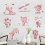 6 различни Розови мечета Теди бебешки детски самозалепващ стикер лепенка за стена мебел детска стая, снимка 1 - Други - 28079509