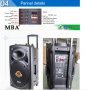 Нови MBA Караоке Колона F15 MBA 3000w с 2 микрофона ,акумулатор, Bluetooth и FM, снимка 8