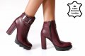 Боти на ток - бордо ЕСТЕСТВЕНА кожа - 3751, снимка 1
