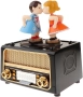 Ретро механична музикална кутия радио форма с целуваща се двойка и кутия за бижута, снимка 2
