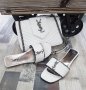 Дамски чехли и чанта YSL бели, снимка 1 - Чехли - 29049256