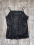 Черен нов еластичен парти коктейлен официален топ потник черни пайети, снимка 11