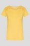 КРАСИВА блуза в златножълт цвят с дантела и къдрички на раменете, снимка 1 - Тениски - 37736463
