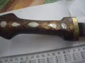 Стар ръчно кован турски нож с оригинална дървена къния., снимка 6